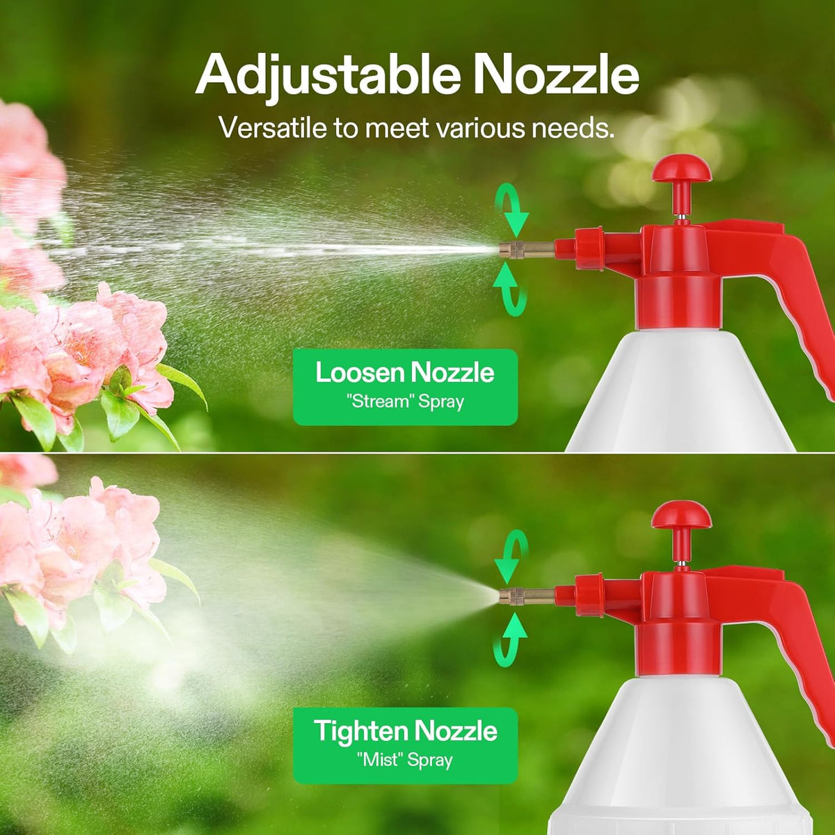 VIVOSUN 50oz Pump Sprayer, Handheld Garden Water Sprayer Bottle with Adjustable Brass Nozzle, for