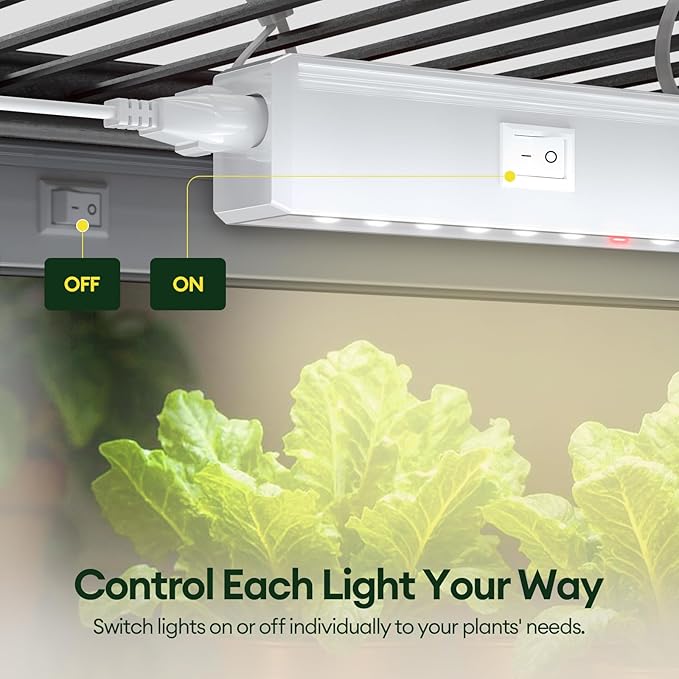 Plant Grow Lights 1FT, Red-Enhanced Full Spectrum 5000K, 28W(4 x 7W), T5 LED Grow Light Strips for