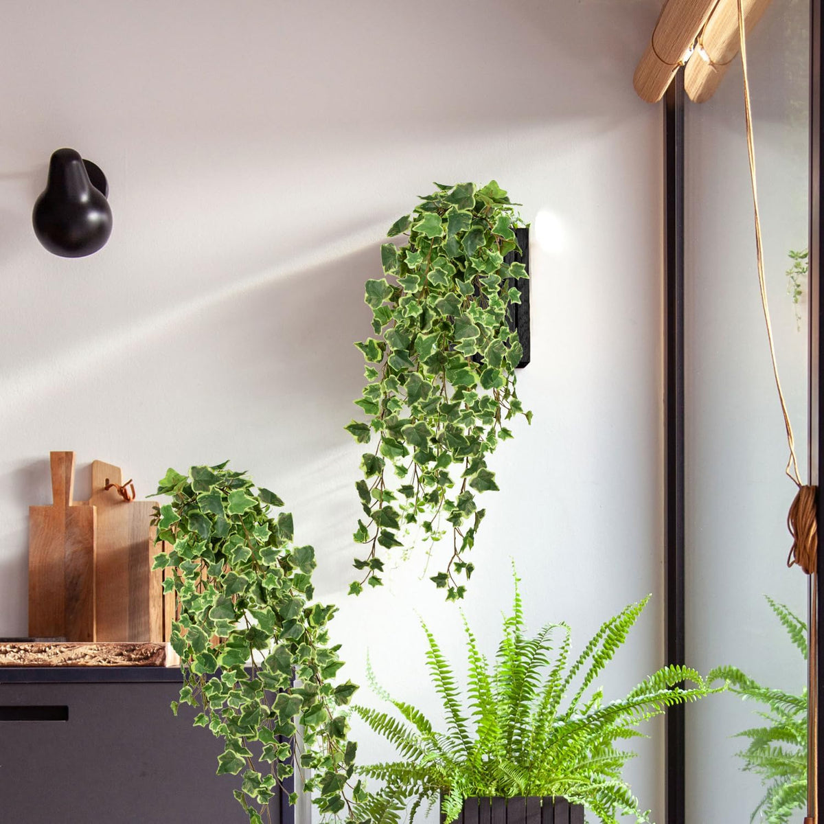 Hollyone Artificial Hanging Plants 35.4" Fake Ivy Vine Faux Ivy Leaves Fire and UV Resistant