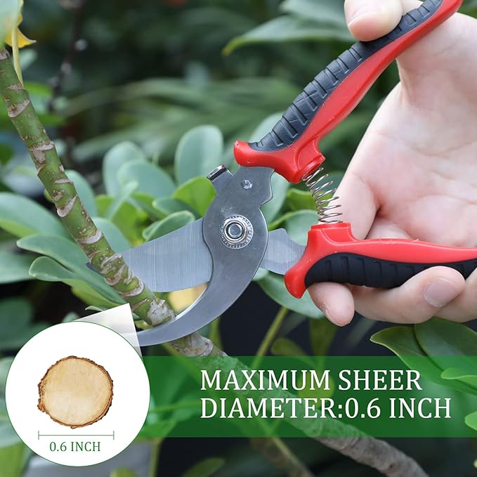 6 Pcs Garden Bypass Pruning Shears Bulk Heavy Duty Gardening Scissors Stainless Steel Blades