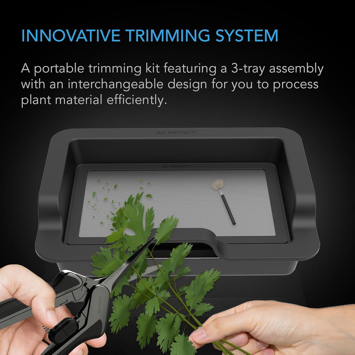 AC Infinity Large Trim Tray System 20-Inch, Interchangeable 3-Tray & 2-Screen Kit, Ergonomically