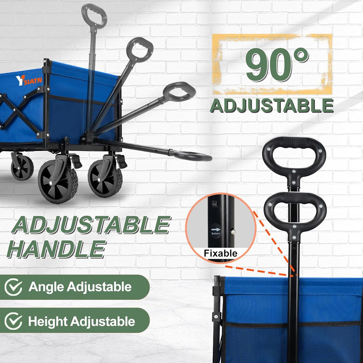 Collapsible Folding Wagon Cart with Tailgate - 300lbs Heavy Duty Foldable Utility Wagon and Brake