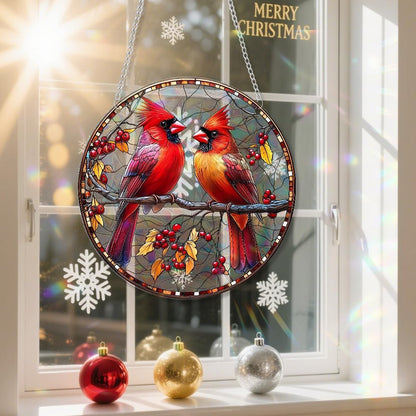 Xmas Suncatcher Bird Window Hanging - Christmas Snowman Suncatcher for Door Terrace Garden Home