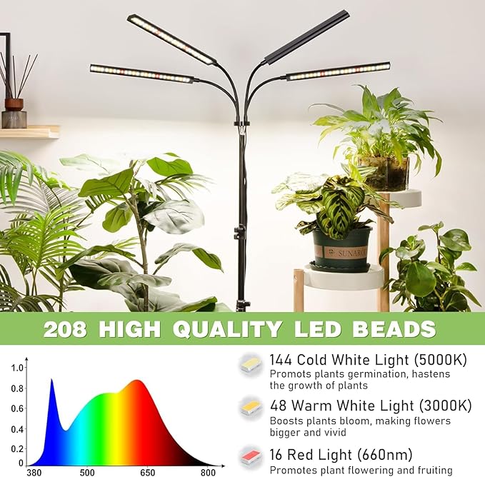 FOXGARDEN Grow Lights for Indoor Plants Full Spectrum with Tripod Stand, Tall Grow Lights for