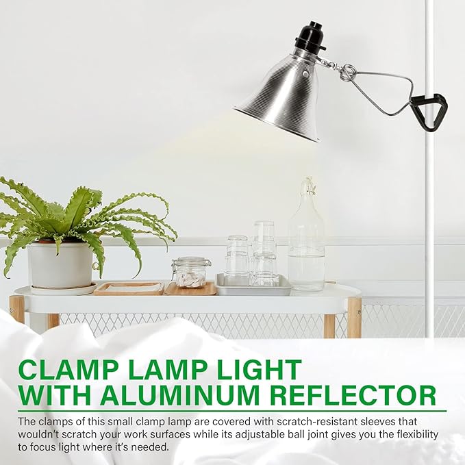 Simple Deluxe Clamp Lamp Light 60 Watt with 5.5 Inch Aluminum Reflector (no Bulb Included), 6 Feet