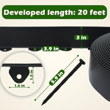 Gardzen Landscape Edging Kit, 20-Foot Long, 3-Inch Tall, No Dig Garden Edging Border for Flower