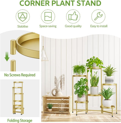 iDavosic.ly 6 Tier Large Plant Stand Indoor, 10 Inch Wide Tall Corner Metal Plant Stands Outdoor