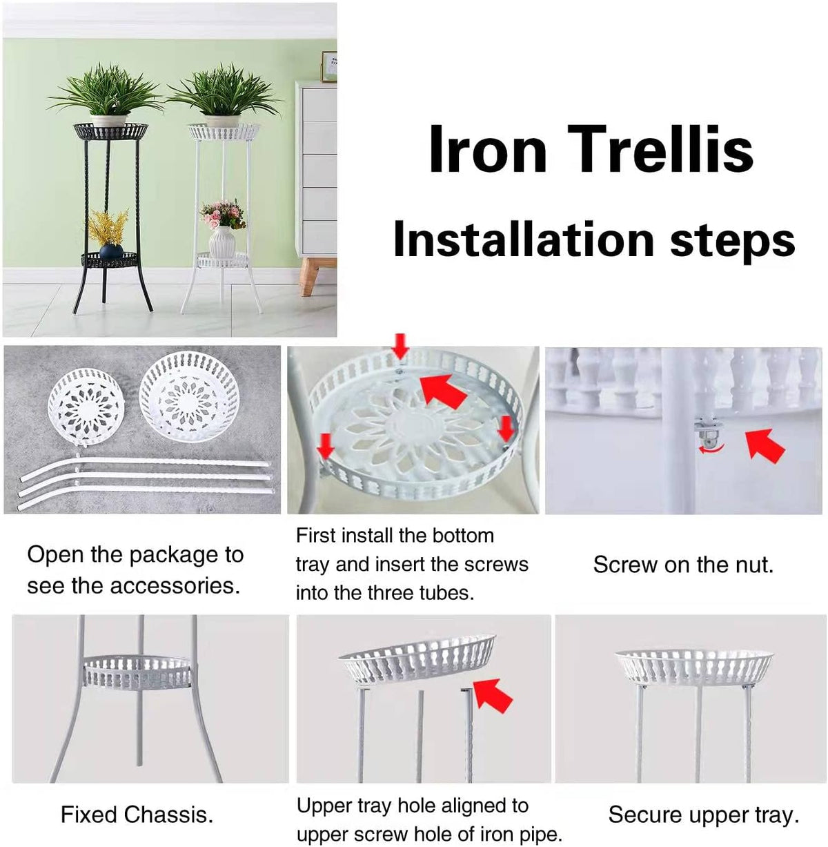 YANMENG Metal Iron High Plant Stand Indoor Outdoor, Sturdy Planter Stand, Corner Display Shelf