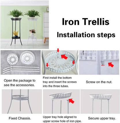 YANMENG Metal Iron High Plant Stand Indoor Outdoor, Sturdy Planter Stand, Corner Display Shelf