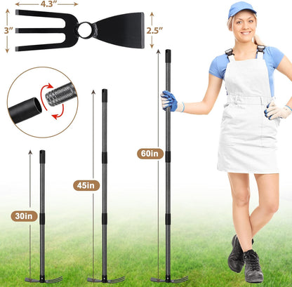 COCONUT Hoe Garden Tool, 60 Inch Garden Hoe Long Handle for Weeding, Hoe Cultivator 2 in 1 Hand