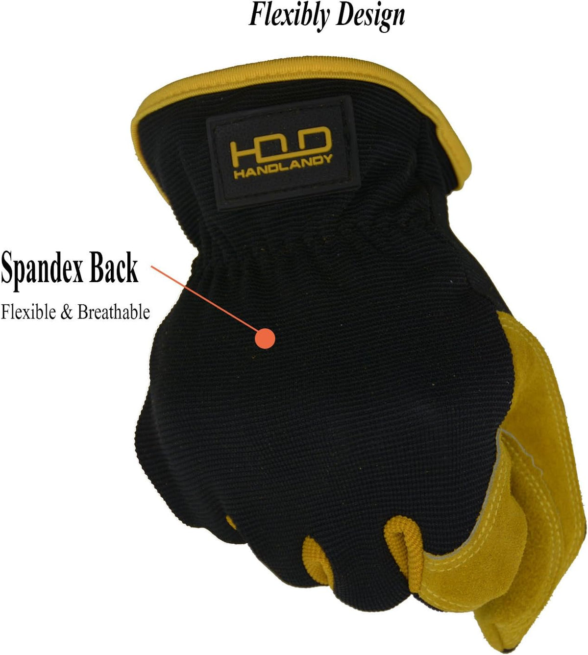 HANDLANDY Men Leather Gardening Gloves, Utility Work Gloves for Mechanics, Construction, Driver