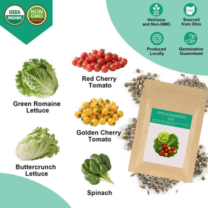 Spinach & Spring Mix Seed Pod Kit for AeroGarden, Ahopegarden, MUFGA with Red Cherry/Golden Cherry