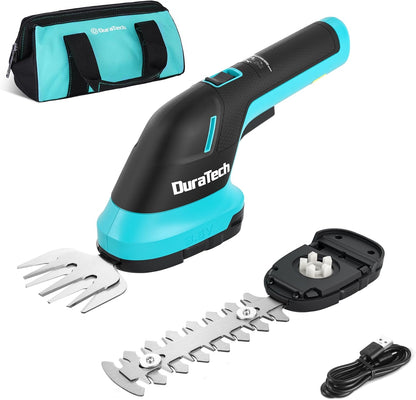 DURATECH Cordless Hedge Trimmer, 3.6V 2-in-1 Handheld Rechargeable Grass Trimmer & Hedge Shears