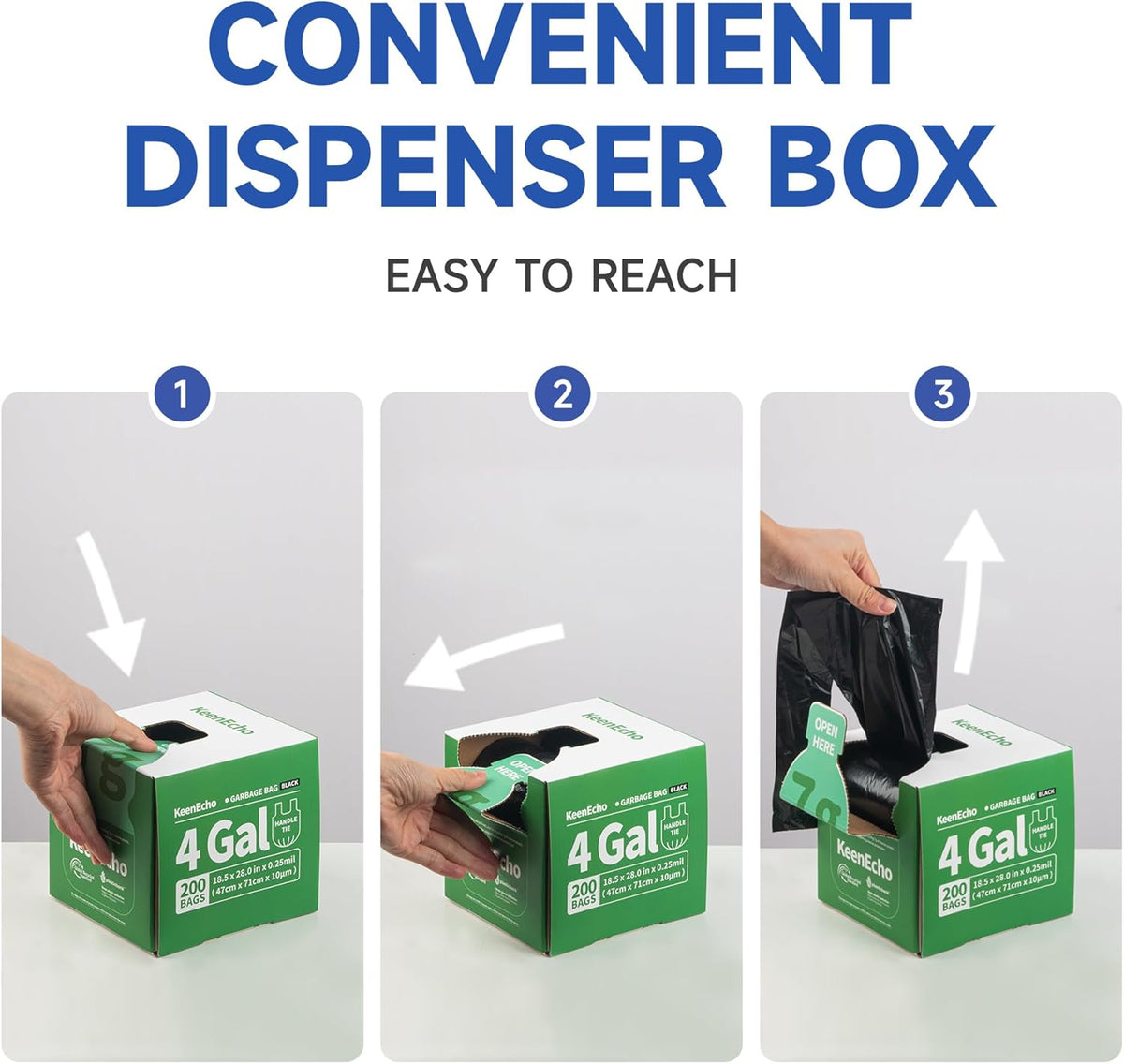 Small Trash Bags with Handles 4 Gallon 200 Count Black - Ocean Plastic Upcycling - Plastic Garbage