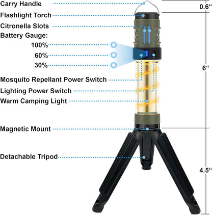 Rival Tac Buzz Repel Pro Lamp 3-in-1 Mosquito Repellent Rechargeable Flashlight, Citronella Outdoor
