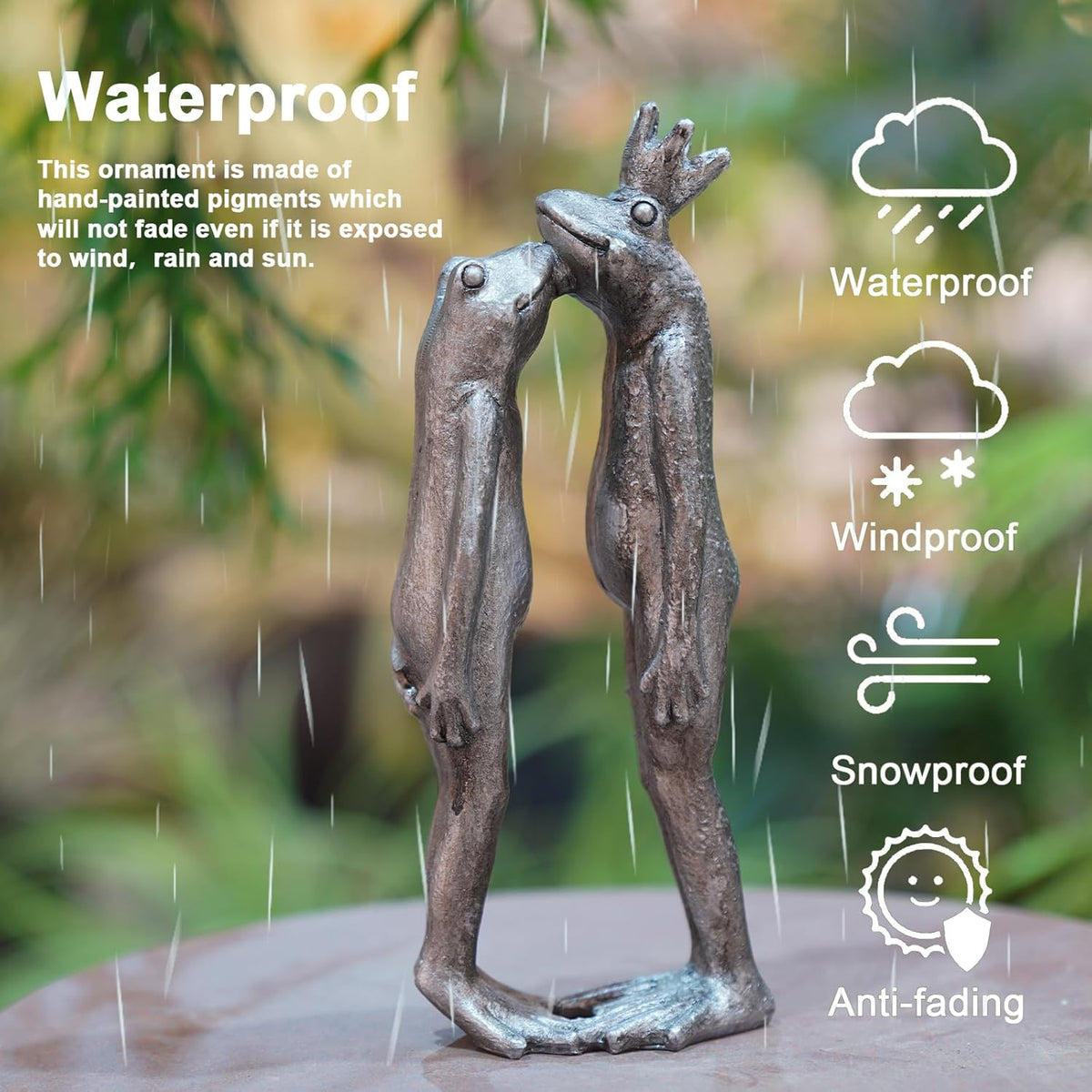 Frog Decor Garden Statue Decor Outside - Couple Kiss Plog Statue Outside Frog Figurines for Yard