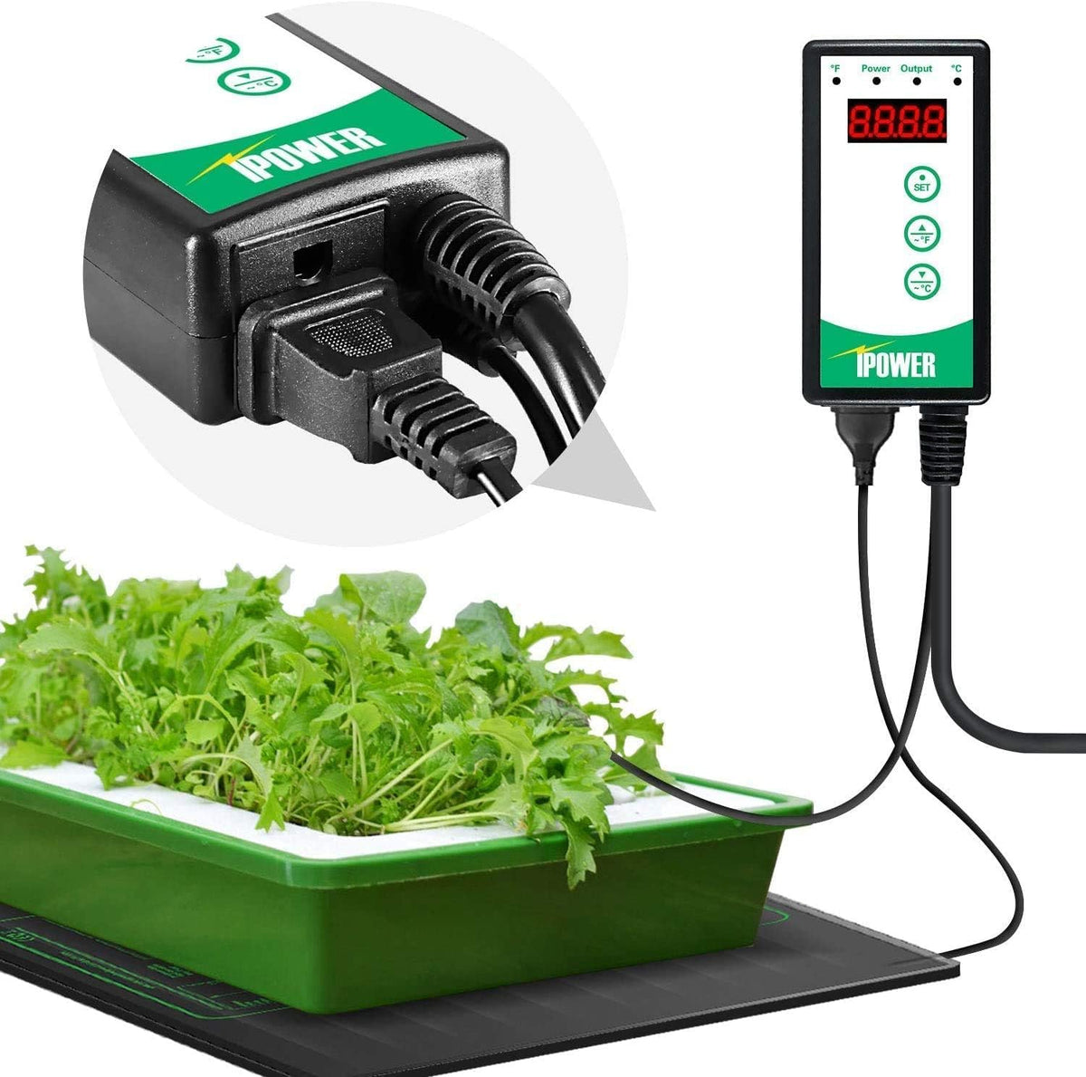 iPower 10" x 20.75" Waterproof Durable Seedling Heat Mat with Controller Warm Hydroponic Plant for