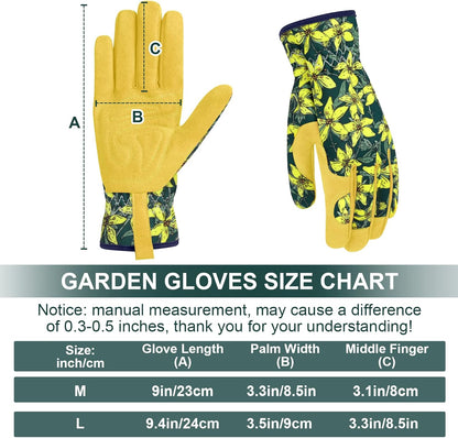 Womens Gardening Weeding Working Gloves, Leather Garden Glove for Women Thorn Proof No Stab for
