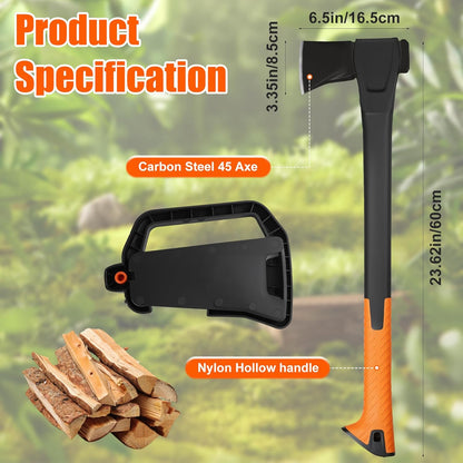 X24 Splitting Axe, 24” Camping Outdoor Hatchet for Wood Splitting and Kindling, Forged Carbon Steel