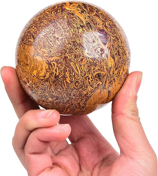 JIC Gem Healing Crystals Sphere Natural Golden Jade Crystal Ball Mineral Quartz Stone With