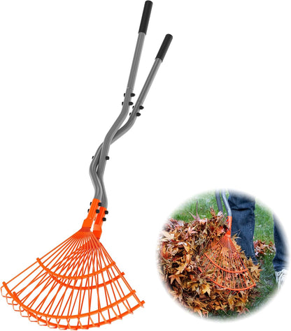 Walensee Leaf Grabber Rake with Long Steel Handle, Heavy Duty Leaf Picker Upper & Garden Claw