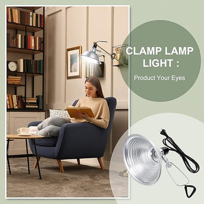 Macarrie 8 Pack Clamp Lamp Light with Aluminum Reflector, 6ft SPT-2 18awg Cord and Adjustable Stand
