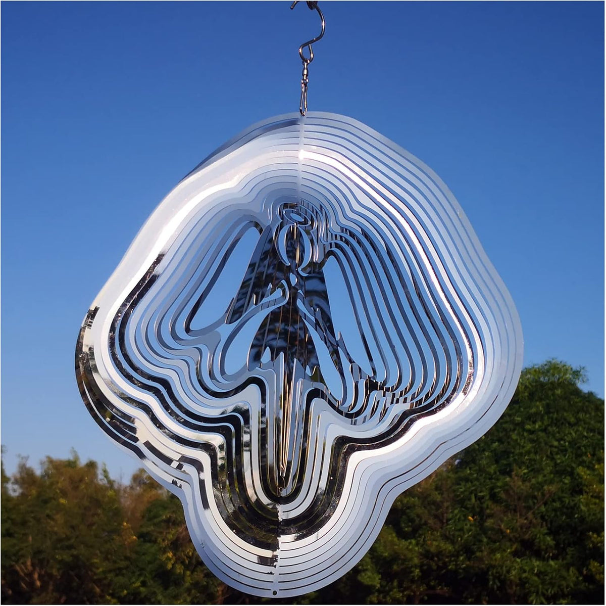 DJUAN Reflective Angel Wind Spinners Outdoor Garden Decor,Sparkly Angel Ornaments Bird Devices