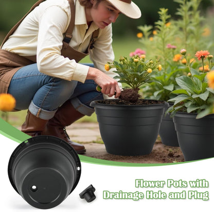 Plant Pots Indoor with Drainage, 3 Pack 11 Inch Plastic Pots for Plants（10 inch Inner Diameter）