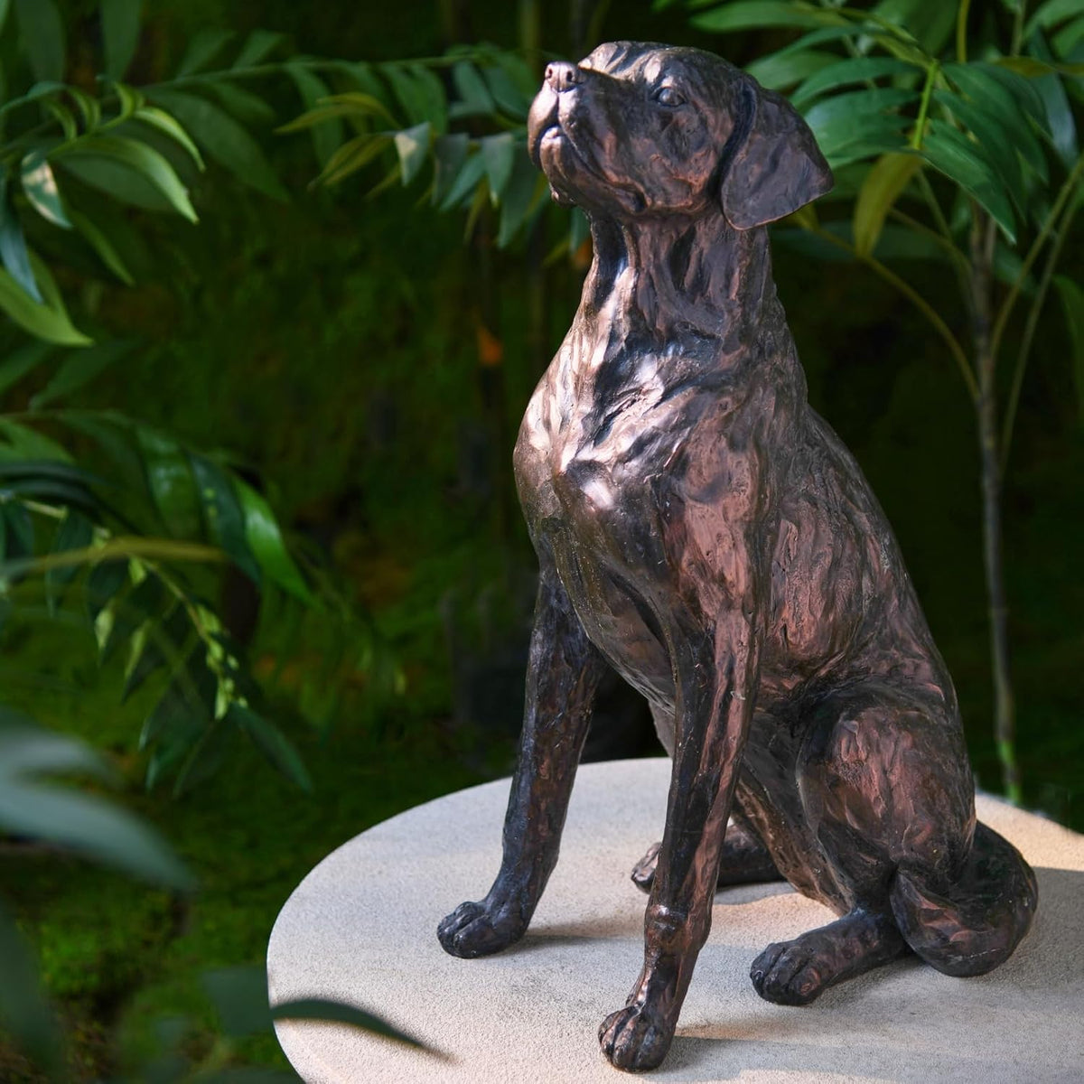 Garden Statue Outdoor Decorations Dog-Figurine – 19inch Black Labrador décor Sculpture Sitting