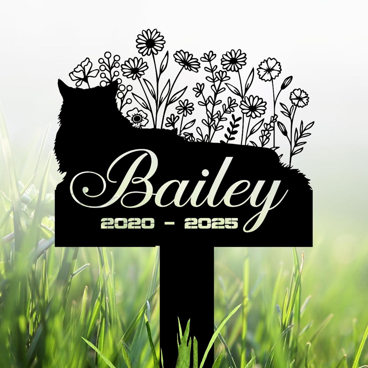 Cat Headstone and Grave Marker – Personalized Outdoor Grave Marker for Pets with Custom Name and