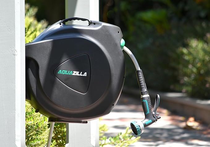 Retractable Garden Hose Reel, 100Ft x 1/2" Durable Wall Mounted Water Hose Reel with 180¡ãSwivel