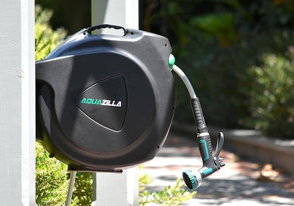 Retractable Garden Hose Reel, 100Ft x 1/2" Durable Wall Mounted Water Hose Reel with 180¡ãSwivel