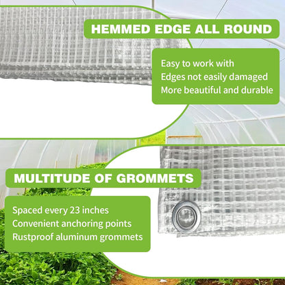 25Ft x 35Ft Clear Greenhouse Plastic Covering, 16Mil Thickness Heavy Duty Clear tarp for Chicken
