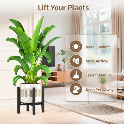 LASZOLA Bamboo Adjustable Plant Stand for Single Large Indoor Planters, Heavy Duty Floor Fern