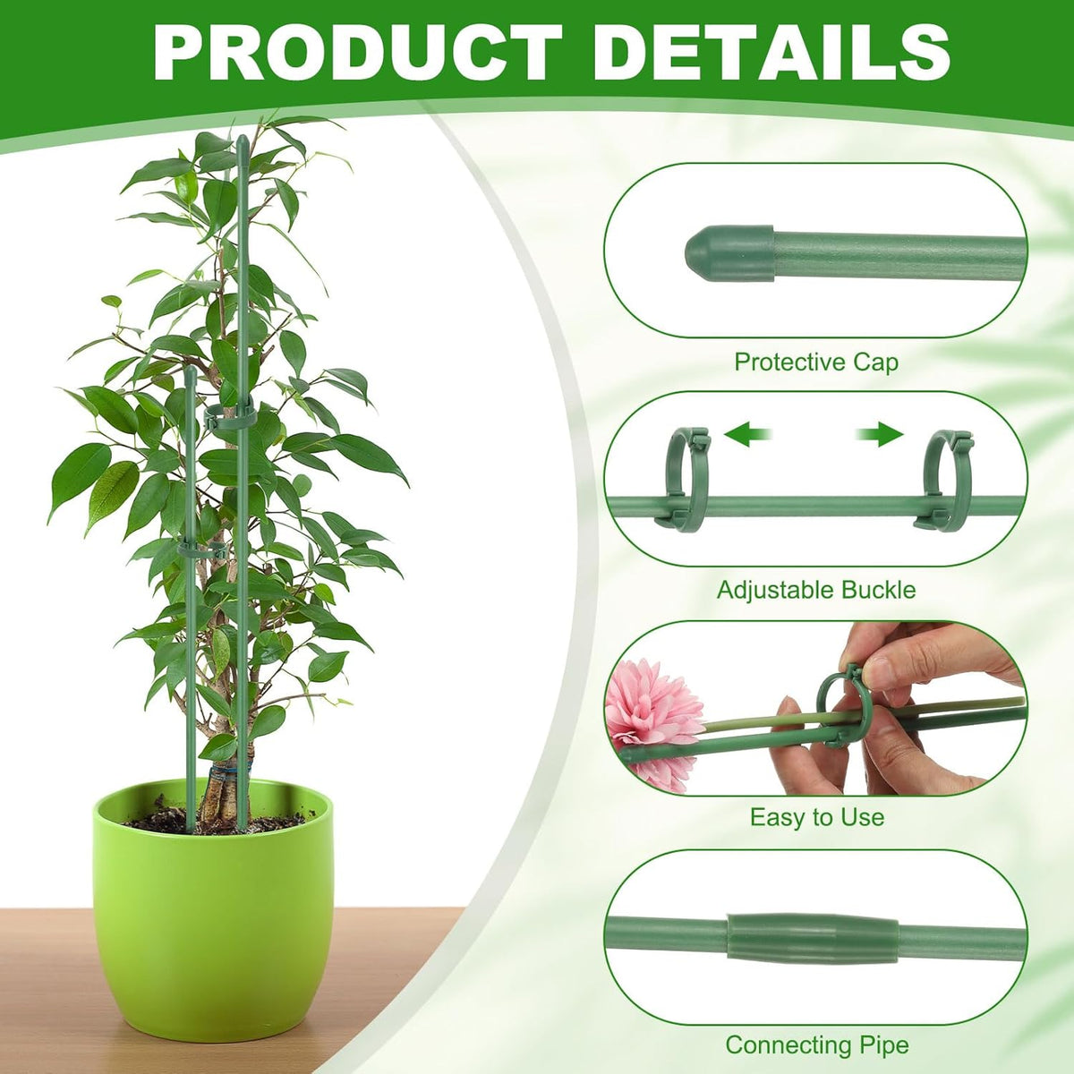 uxcell 12pcs Plant Support Stakes, 15.7inch Adjustable Single Stem Stakes Garden Plant Support