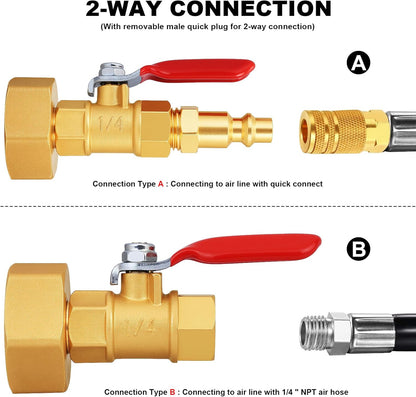 RV Winterize Blowout Adapter with 1/4" Quick Connect Plug and 3/4" Garden Water Hose Threading with