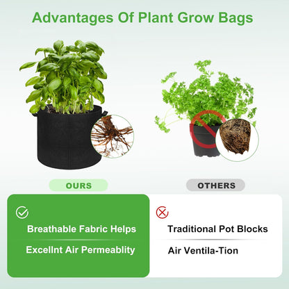 5-Pack 20 Gallon Grow Bags, Large Nonwoven Fabric Pots with Handles for Planting Fruits