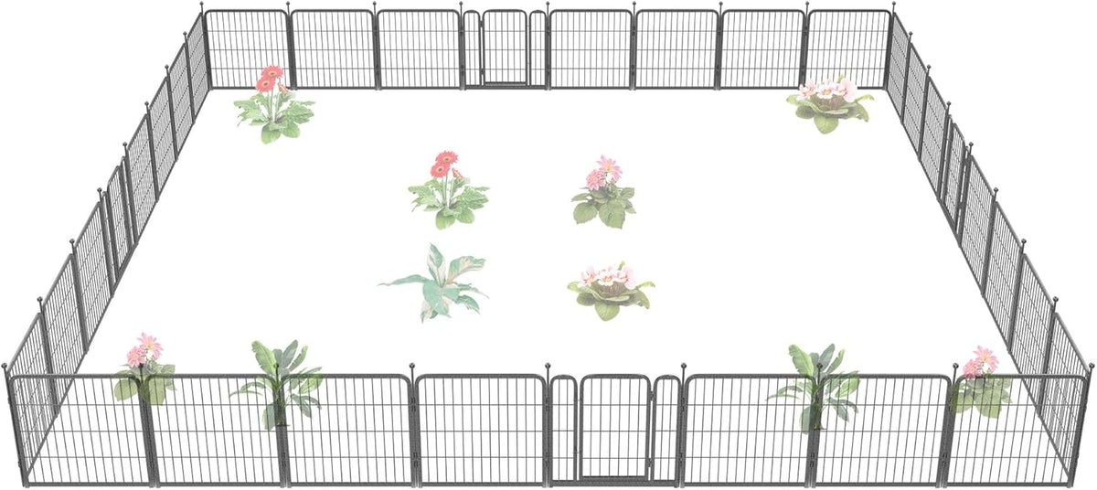FXW Garden Fence Outdoor for The Yard – 24in(H) x 60.9ft(L) Heavy Duty Metal Animal Barrier for Dog