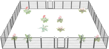 FXW Garden Fence Outdoor for The Yard – 24in(H) x 60.9ft(L) Heavy Duty Metal Animal Barrier for Dog
