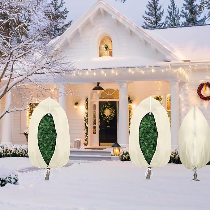 Plant Covers Freeze Protection, 4 Pack Round Frost Blankets for Outdoor Plants (71"x48") – Winter
