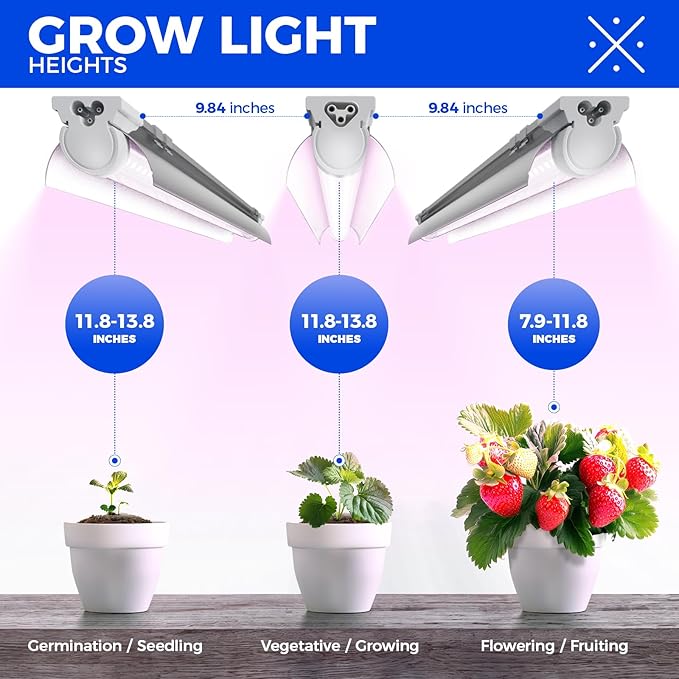 Barrina LED Grow Lights, Full Spectrum, 180W(6 x 30W, 1000W Equivalent), 3ft Grow Light Strips, T8