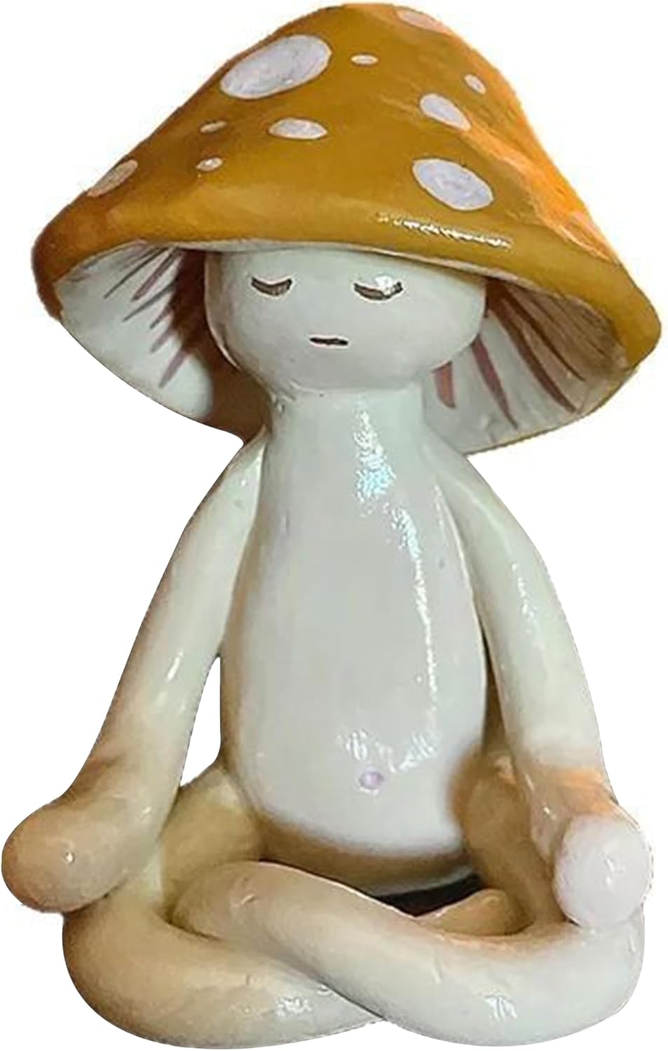 Meditation Mushroom Resin Statue - Cute Meditation Mushroom Statue for Desk Living Room Resin