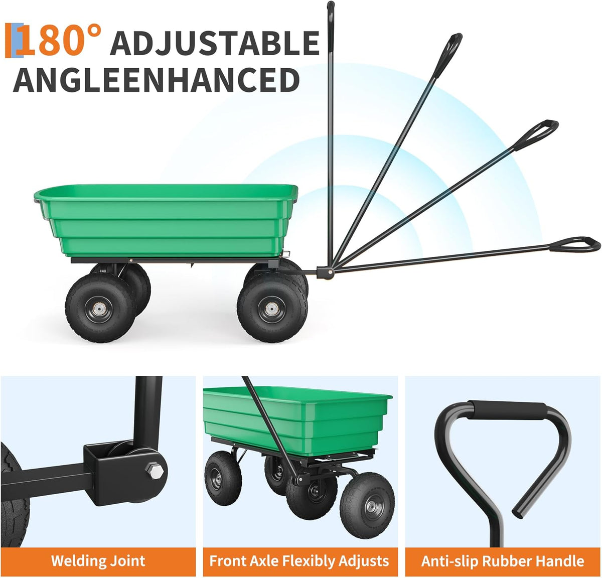 All-Terrain Garden Dump Cart with Removable Bed | 1200Lb Heavy Duty Utility Wagon for Yard Work |