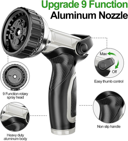 SPECILITE 175ft 304 Stainless Steel Garden Hose Metal, Heavy Duty Water Pipe with Nozzles for Yard