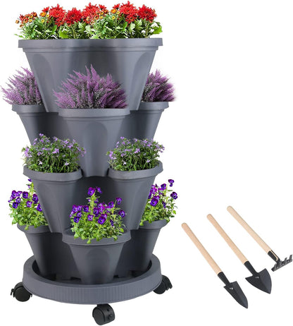 Vertical Planter 4 Tier Stackable Planters Garden Planters Strawberry Herb Flower and Vegetable