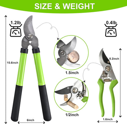Loppers for Tree Trimmer 15" Branch Cutter Bypass Tree Clippers Rust-Resistant Blade,Tree Loppers