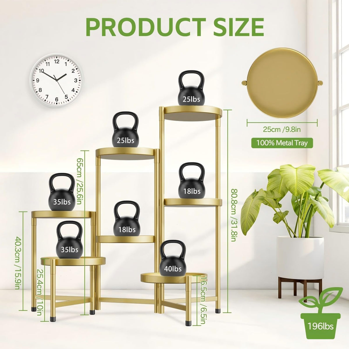 iDavosic.ly 7 Tier Large Plant Stand Indoor, 10 Inch Wide Tall Corner Metal Plant Stands Outdoor