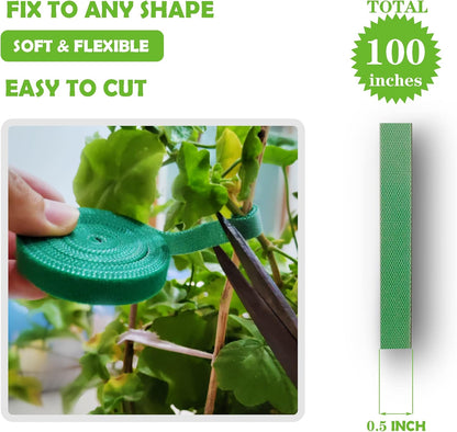 Green Garden Ties|Plant Ties for Climbing Plants 100 feet x1/2‘’in 3 Rolls|Plant Supports for