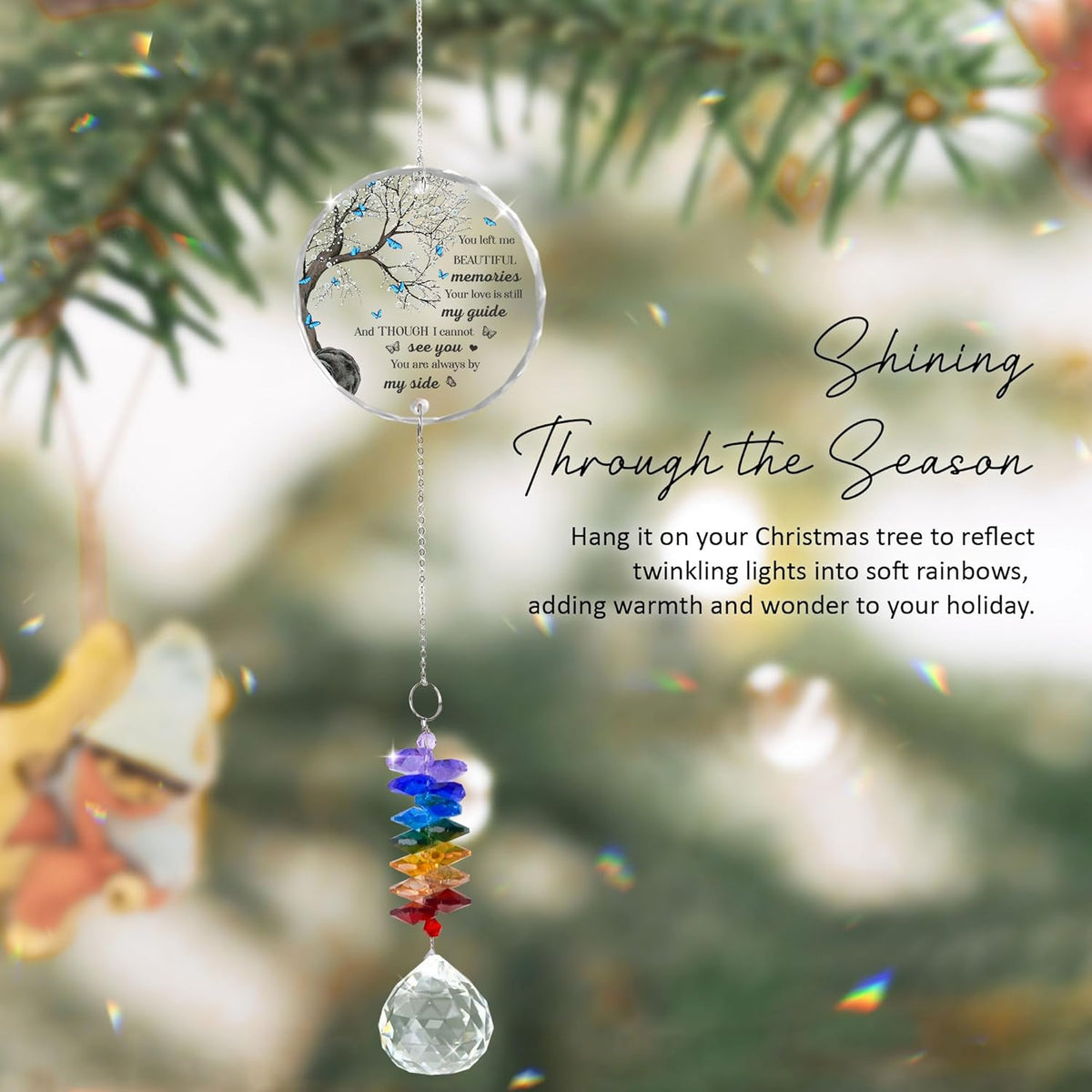 Memorial Suncatcher - Sympathy Gift for Loss of Loved One - Crystal Rainbow Maker - Bereavement