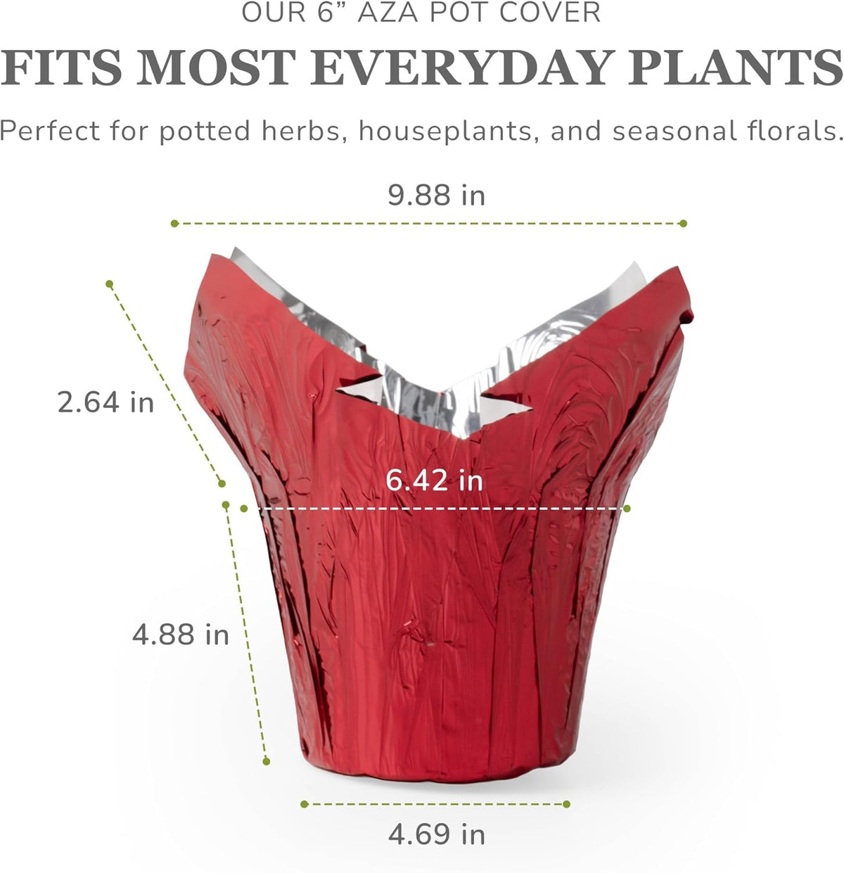 6” AZA Plant Pot Covers, Decorative Plant Sleeve for Indoor & Outdoor House Plants, Reusable and